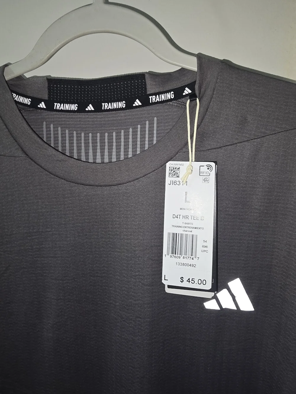 adidas Men's Gray Short Sleeve Training Tee‎ with Reflective Logo, NWT, LG